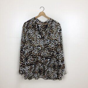[Violet + Claire] Animal Print Button Down Long Sleeve Shirt